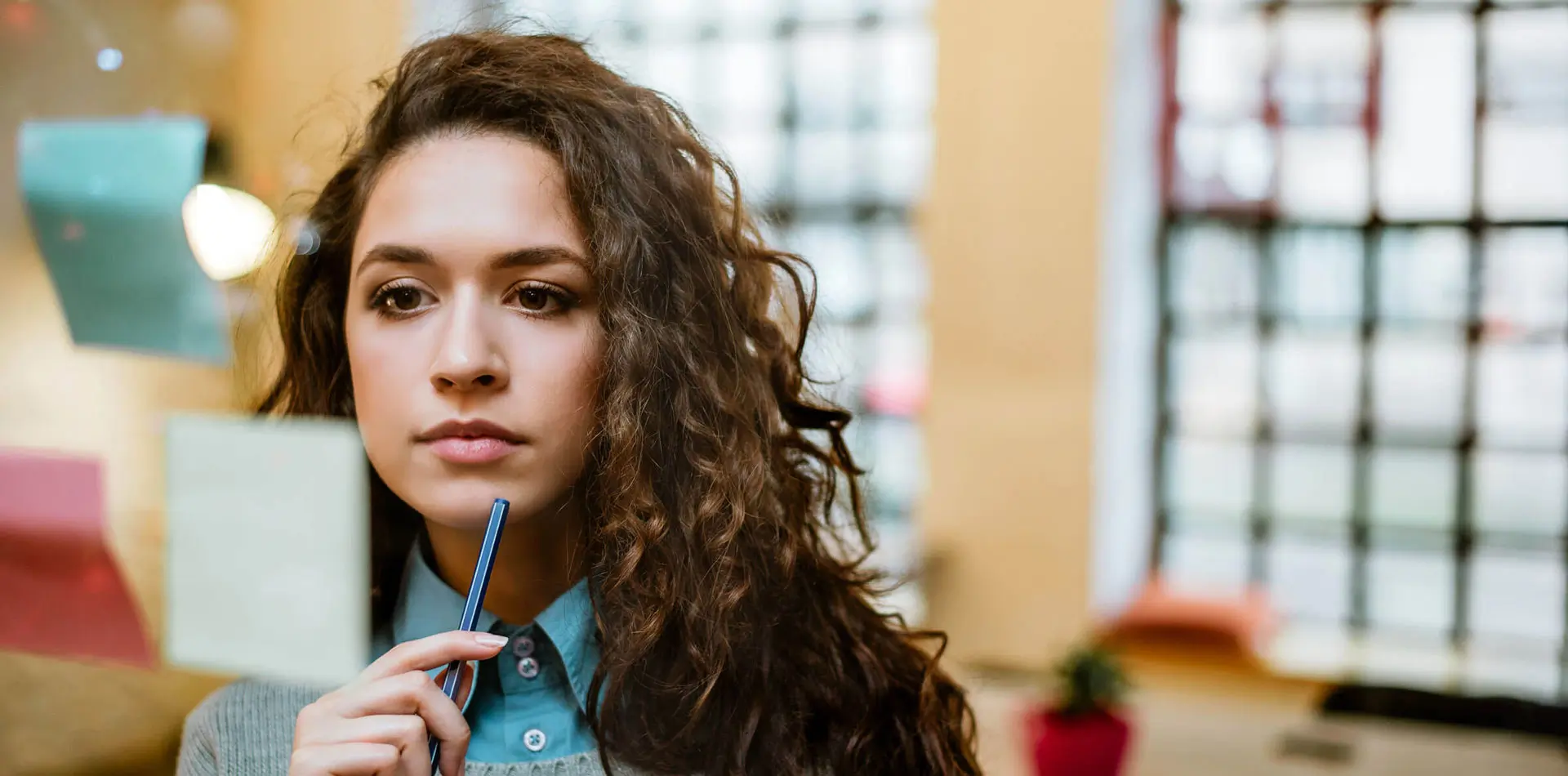Girl looking at notes
